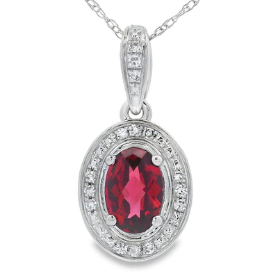.58ct Garnet and Diamond Pendant in 10KT White Gold