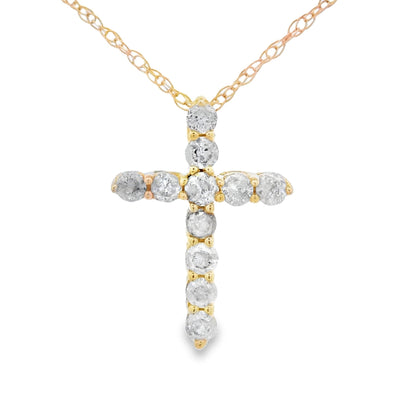 Pendentif Croix en Diamant de 0,19 ct en Or Jaune 14KT