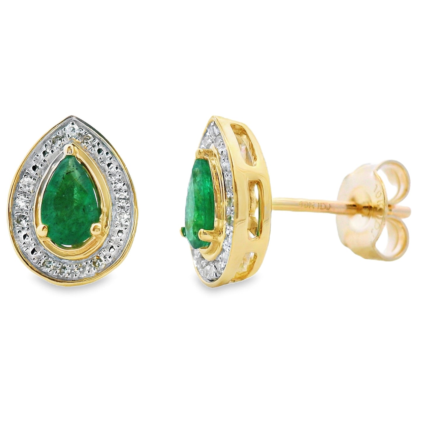 Pendientes de diamante esmeralda de 0.45 ct en oro amarillo de 10KT