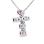 Ruby Diamond Cross Pendant in 10KT White Gold