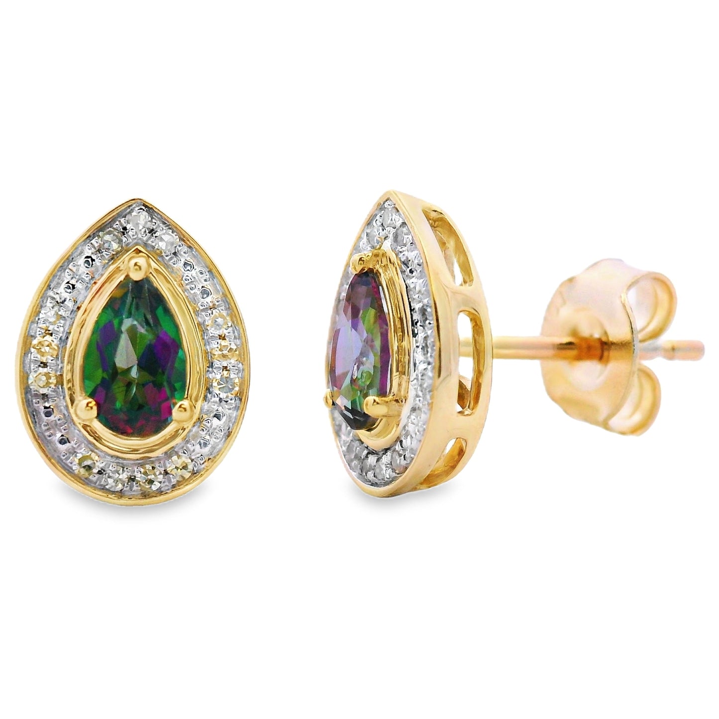 .64ct Mystic Fire Topaz Stud Earrings in 10KT Yellow Gold