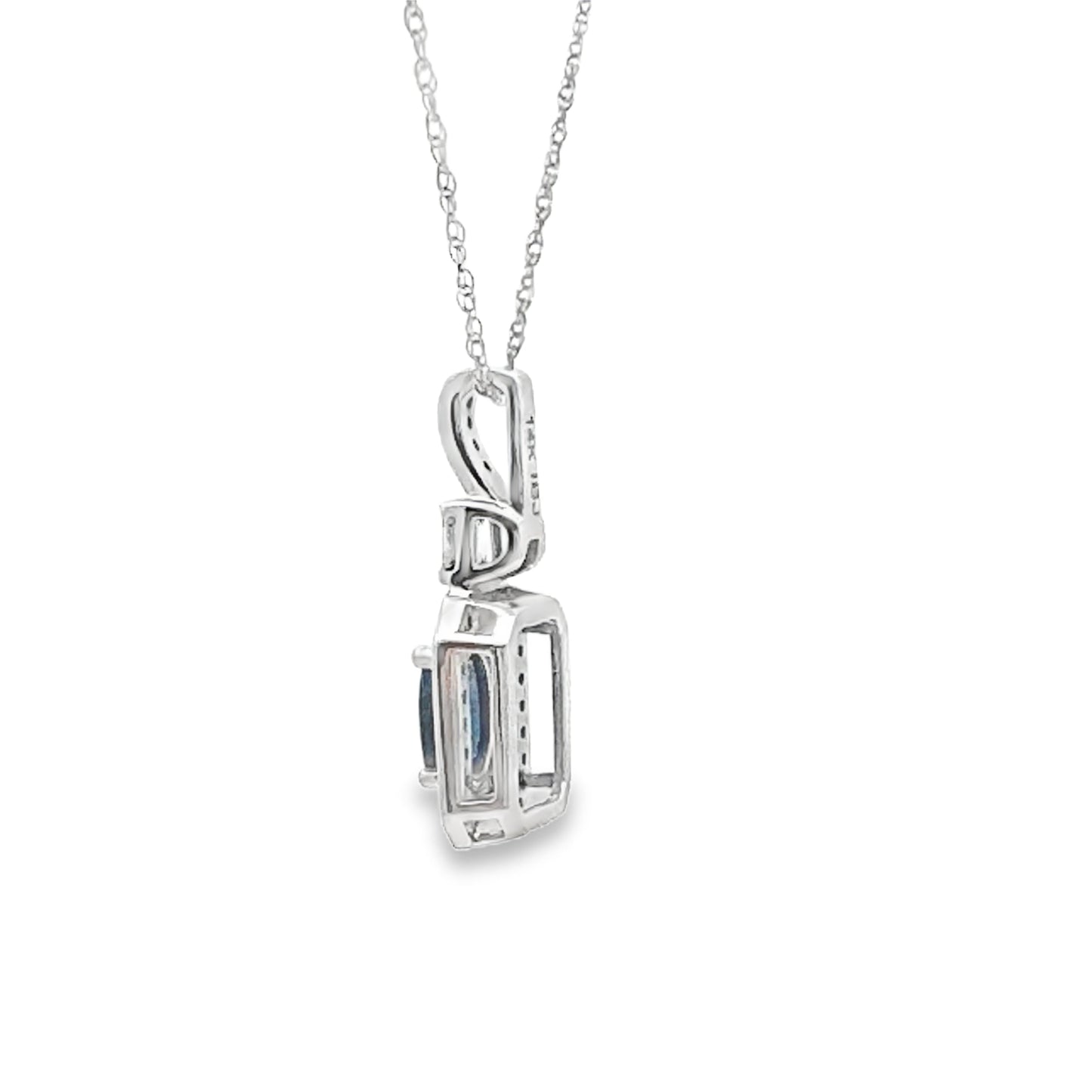 .72ct Pendentif en Saphir et Diamant en Or Blanc 14KT