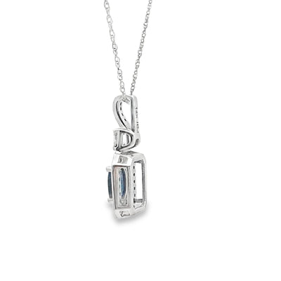.72ct Pendentif en Saphir et Diamant en Or Blanc 14KT