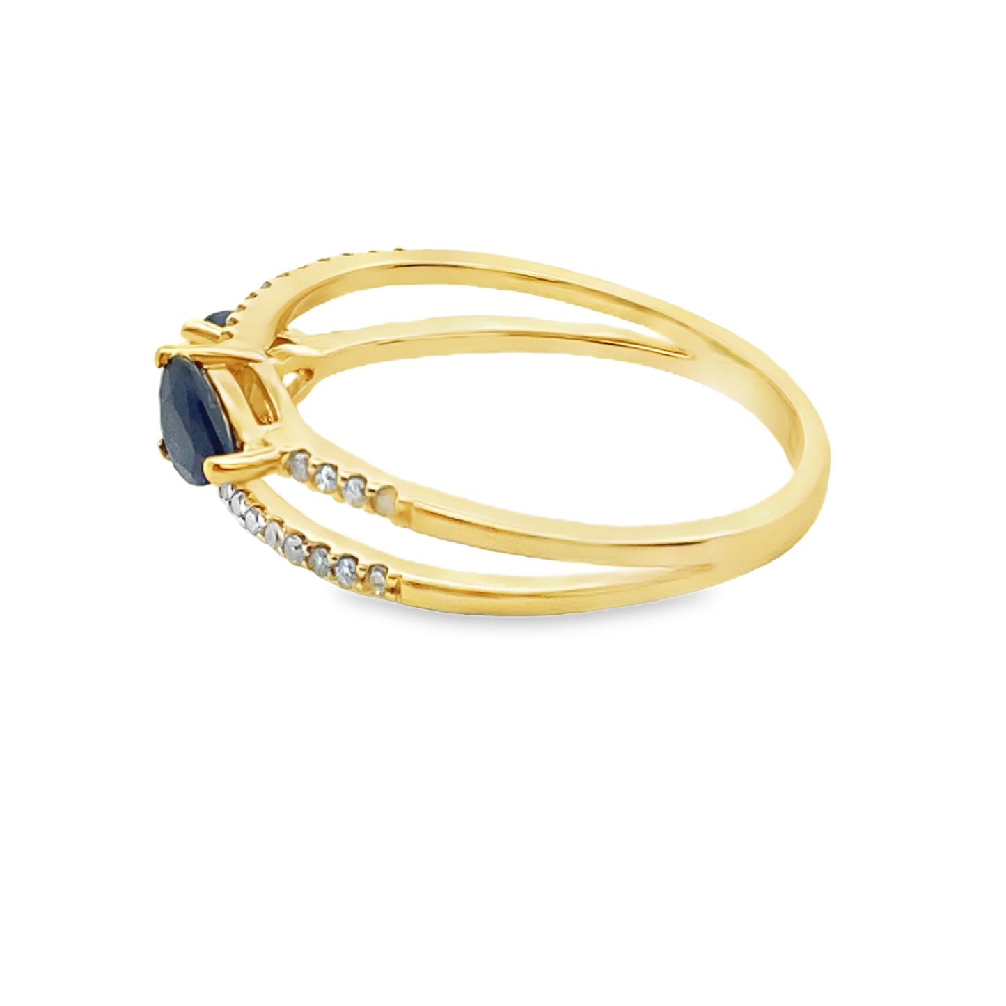 Genuine .70ct Sapphire and Diamond Ring in 14KT Yellow Gold