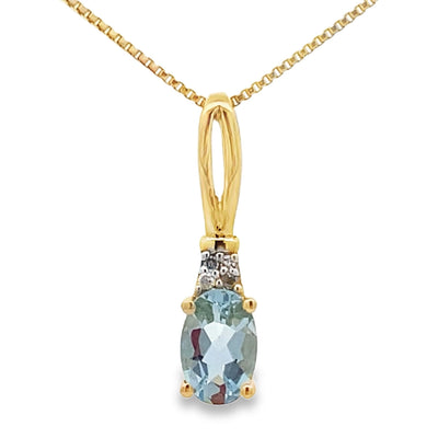 Aquamarine Diamond Pendant in 10KT Yellow Gold