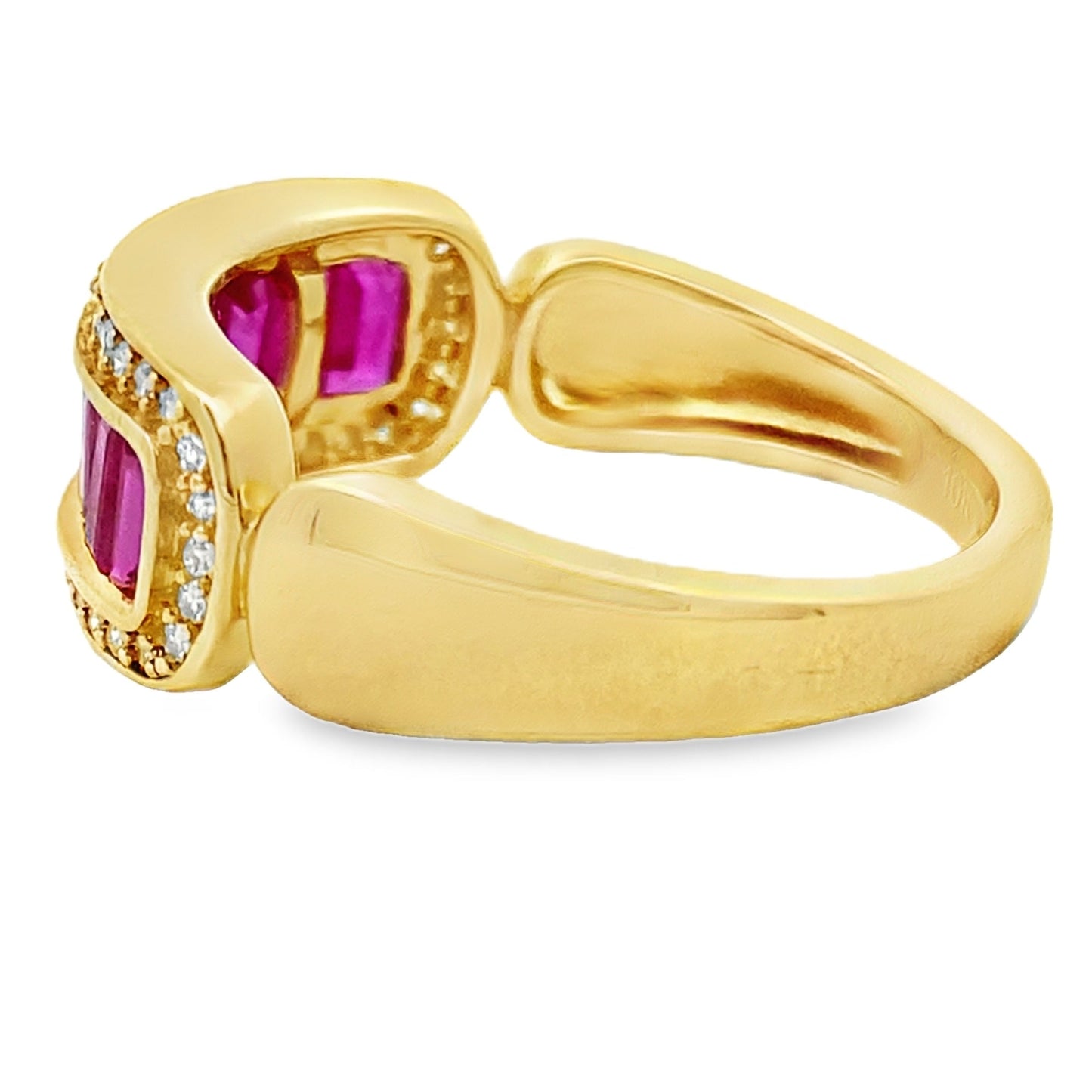 Genuine Ruby and Diamond Ring in 10KT Yellow Gold