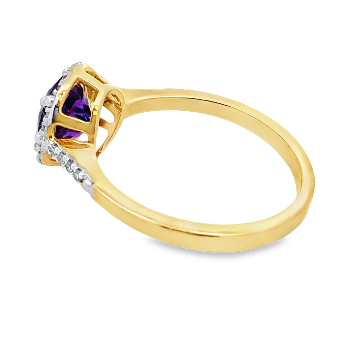 Anillo de Amatista y Diamante de 1.35ct en Oro Amarillo de 10KT