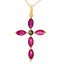 Ruby Diamond Cross Pendant in 10KT Yellow Gold