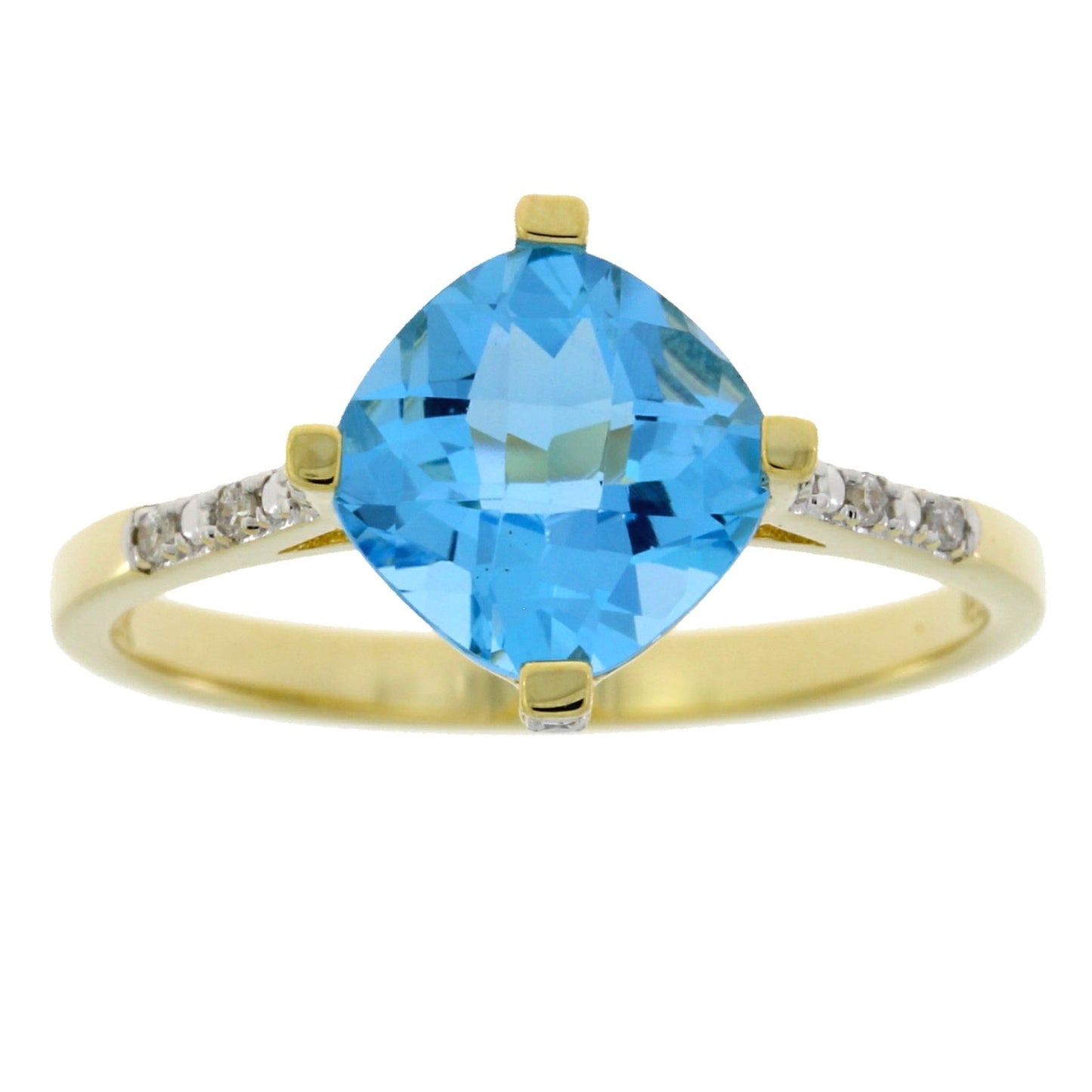Bague en Diamant de Topaze Bleue de 1,20 ct en Or Jaune 10KT