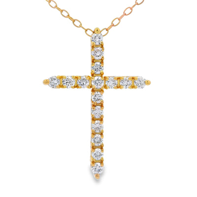 Natural .55ct Cross Religious Pendant in Sterling Silver