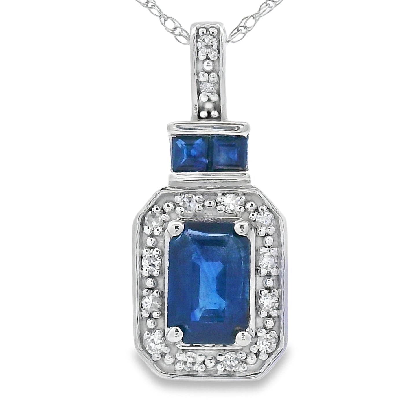 .84ct Sapphire Diamond Pendant in 14KT White Gold