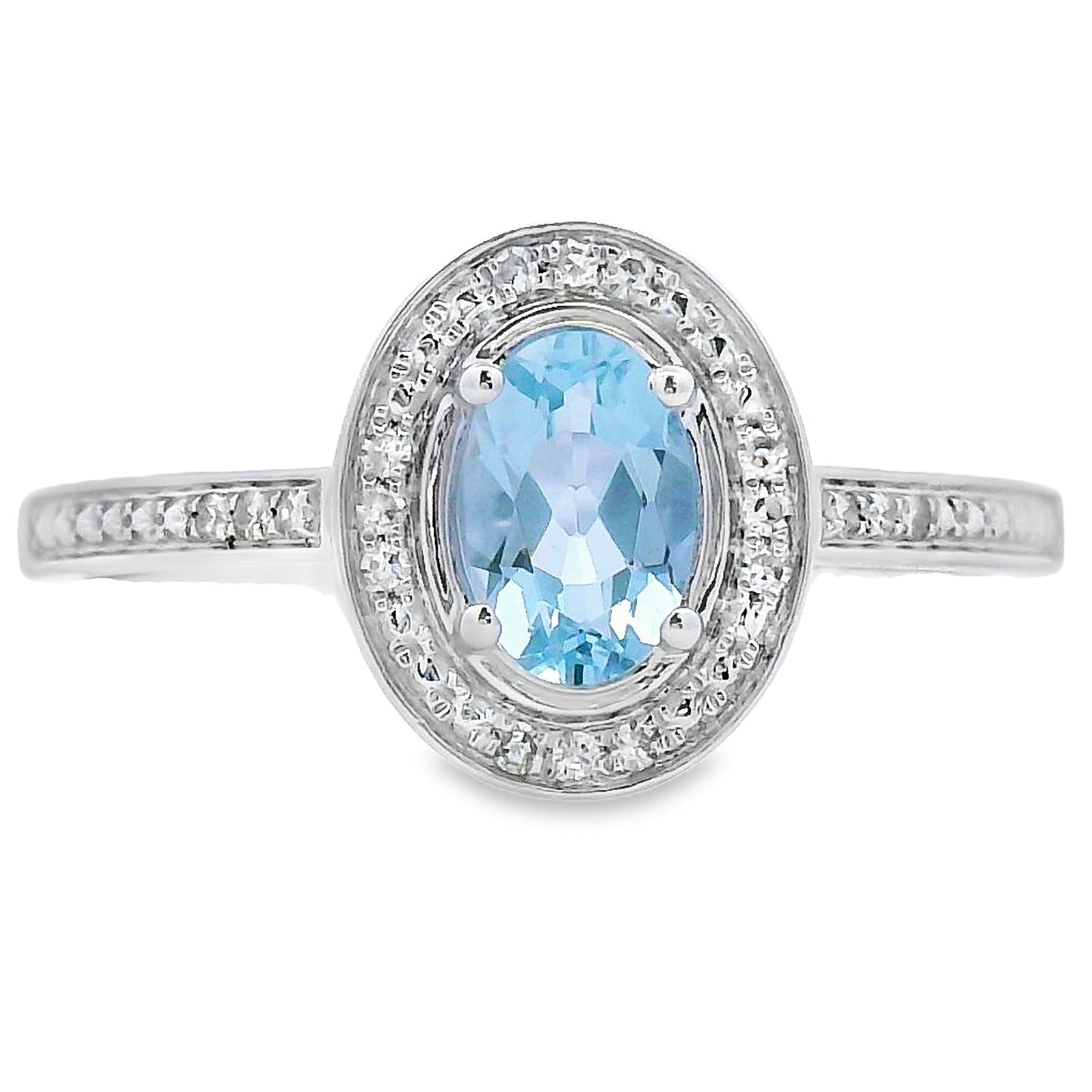 Natural .40ct Aquamarine Diamond Ring in 10KT White Gold