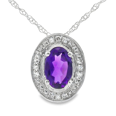 .49ct Amethyst & Diamond Pendant in 10KT White Gold
