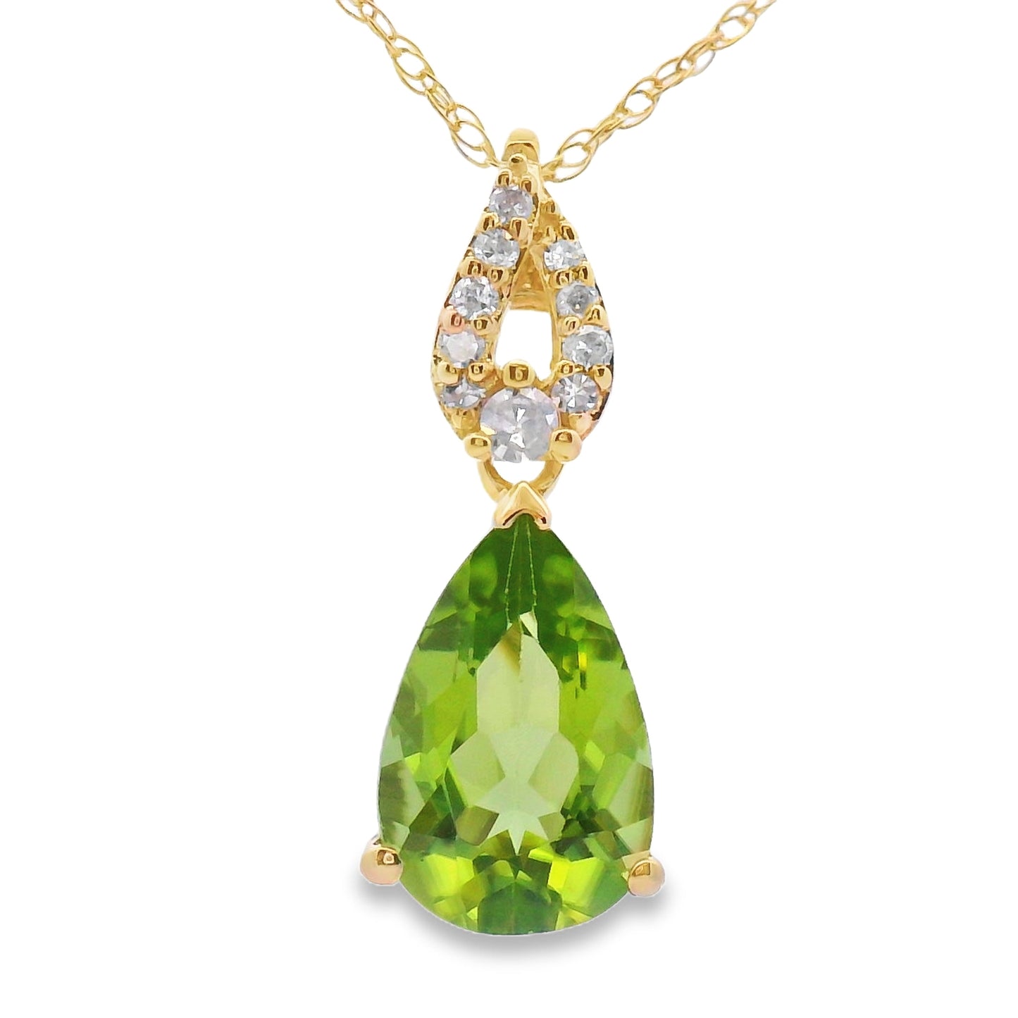 Peridot and Diamond Pendant in 10KT Yellow Gold