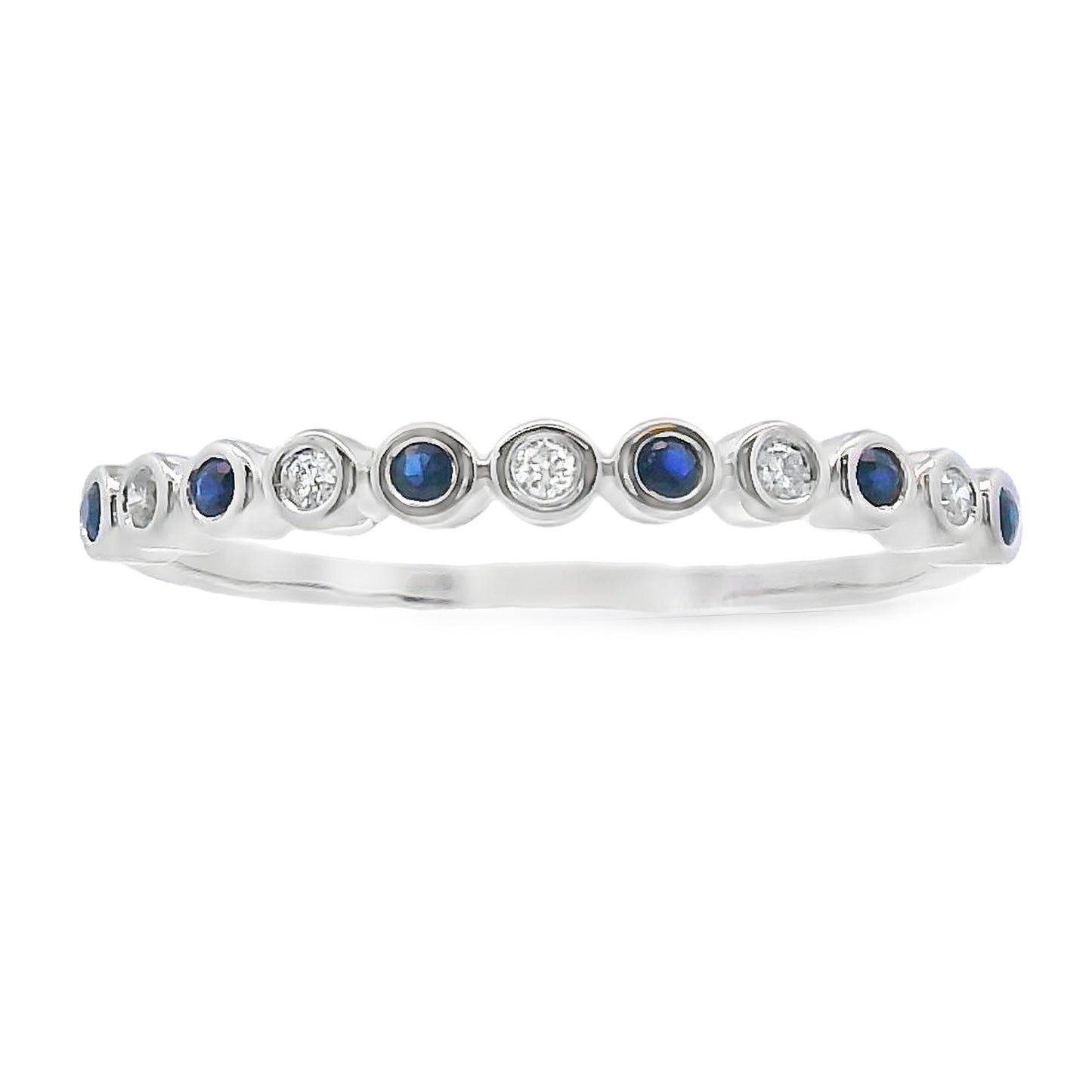 Sapphire Diamond Stackable Band Set in 14KT White Gold