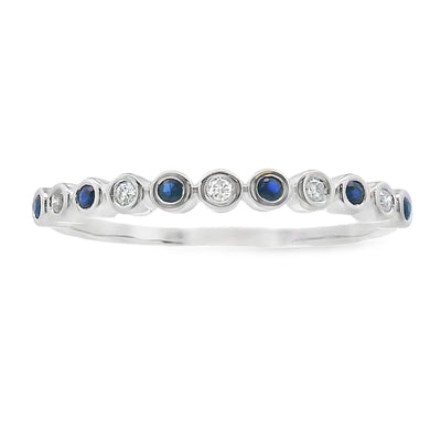 Ensemble de Bagues Empilables en Saphir et Diamant en Or Blanc 14KT