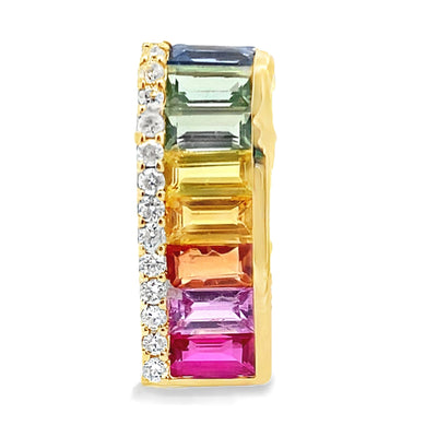 Sapphire Diamond Fashion Pendant in 14KT Yellow Gold