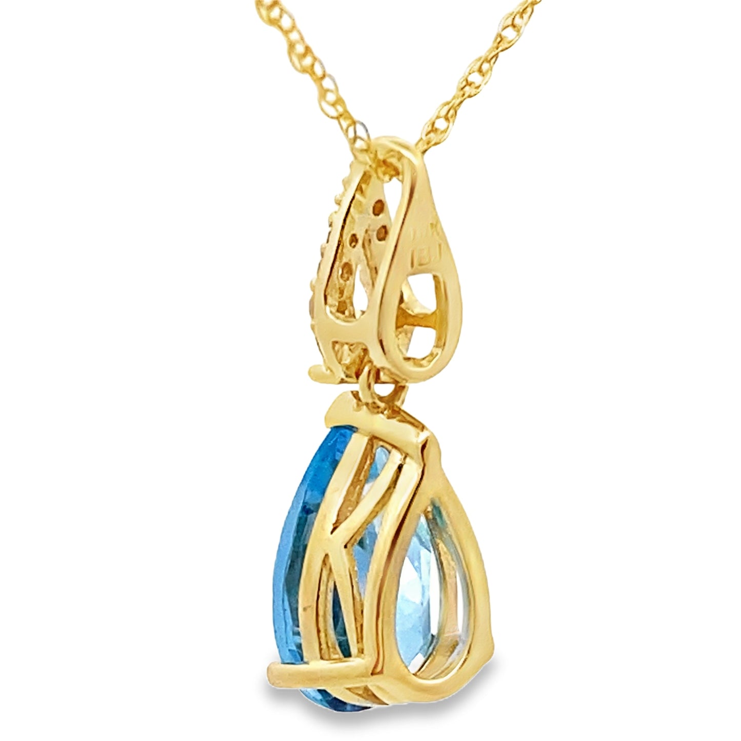 Blue Topaz and Diamond Pendant in 10KT Yellow Gold
