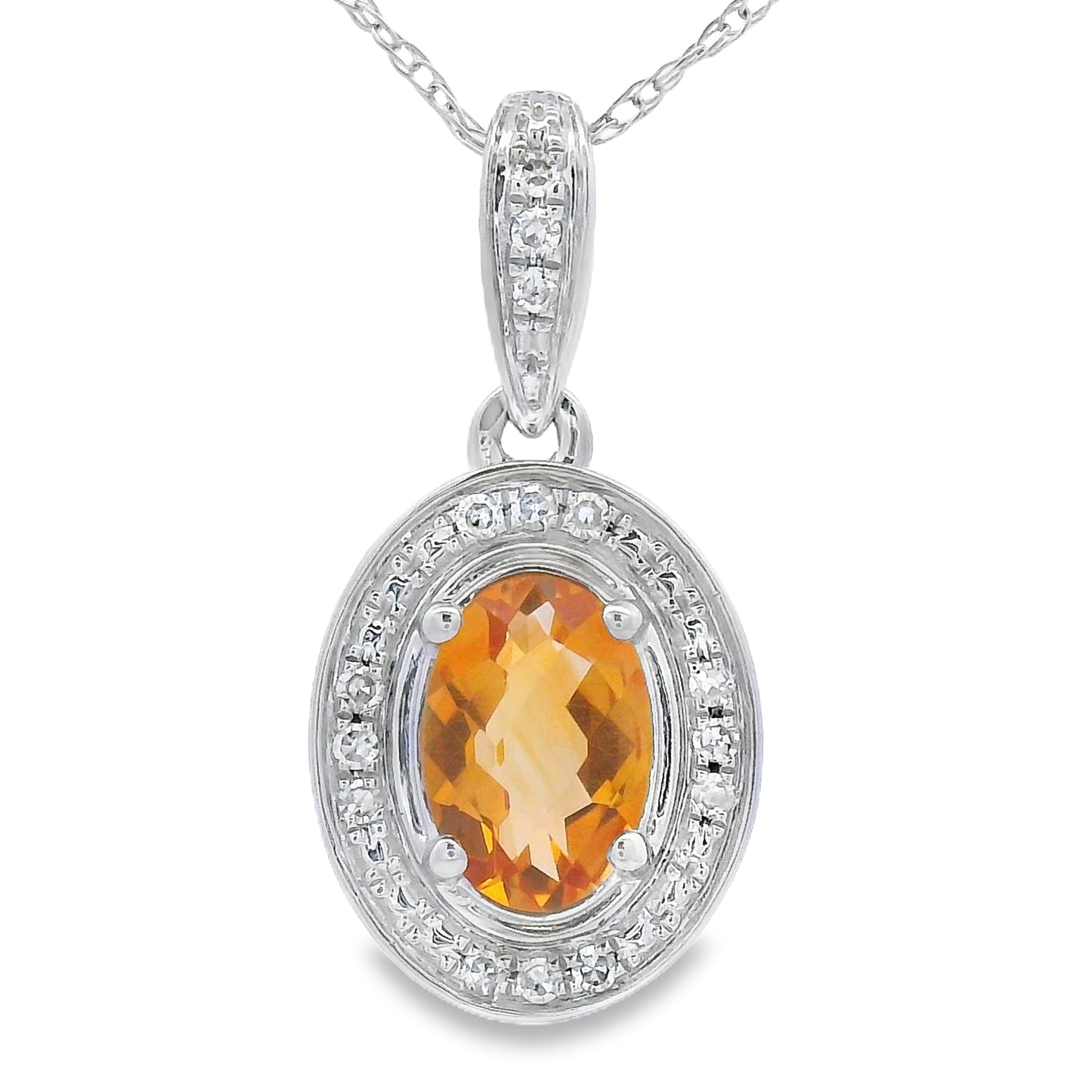 .48ct Citrine and Diamond Pendant in 10KT White Gold