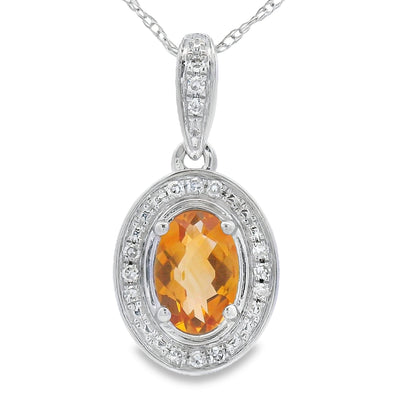 .48ct Citrine and Diamond Pendant in 10KT White Gold