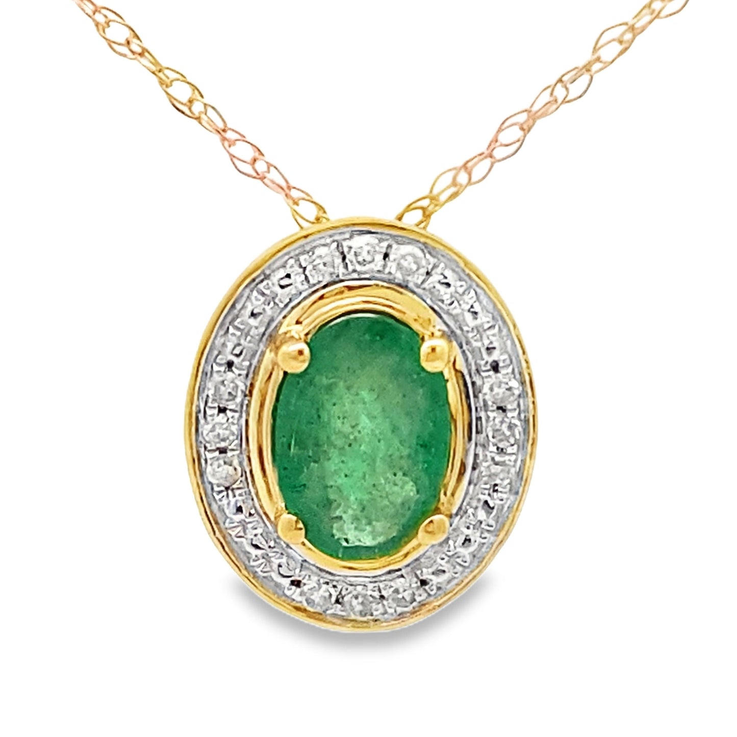 .46ct Emerald and Diamond Pendant in 10KT Yellow Gold