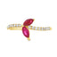 Genuine Ruby and Diamond Ring in 14KT Yellow Gold