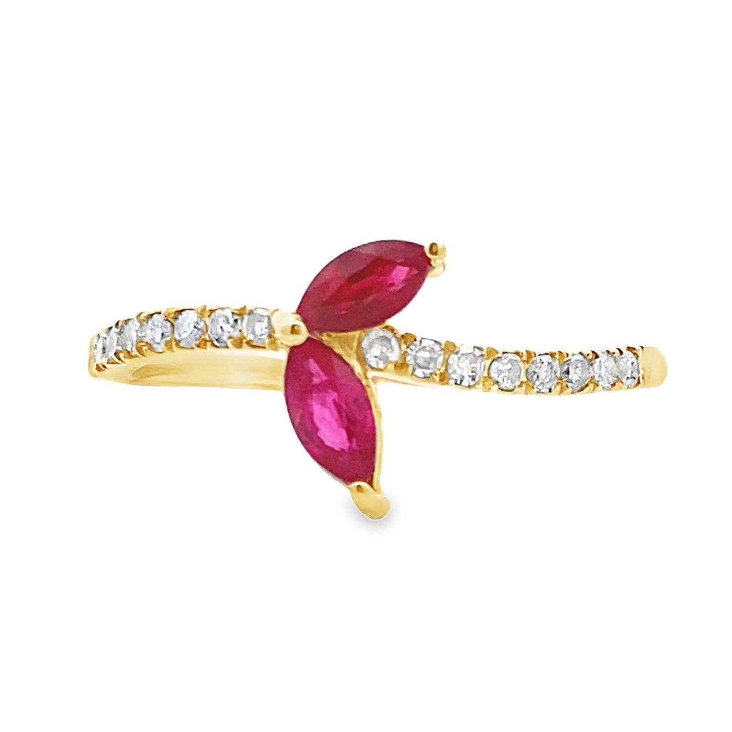 Genuine Ruby and Diamond Ring in 14KT Yellow Gold