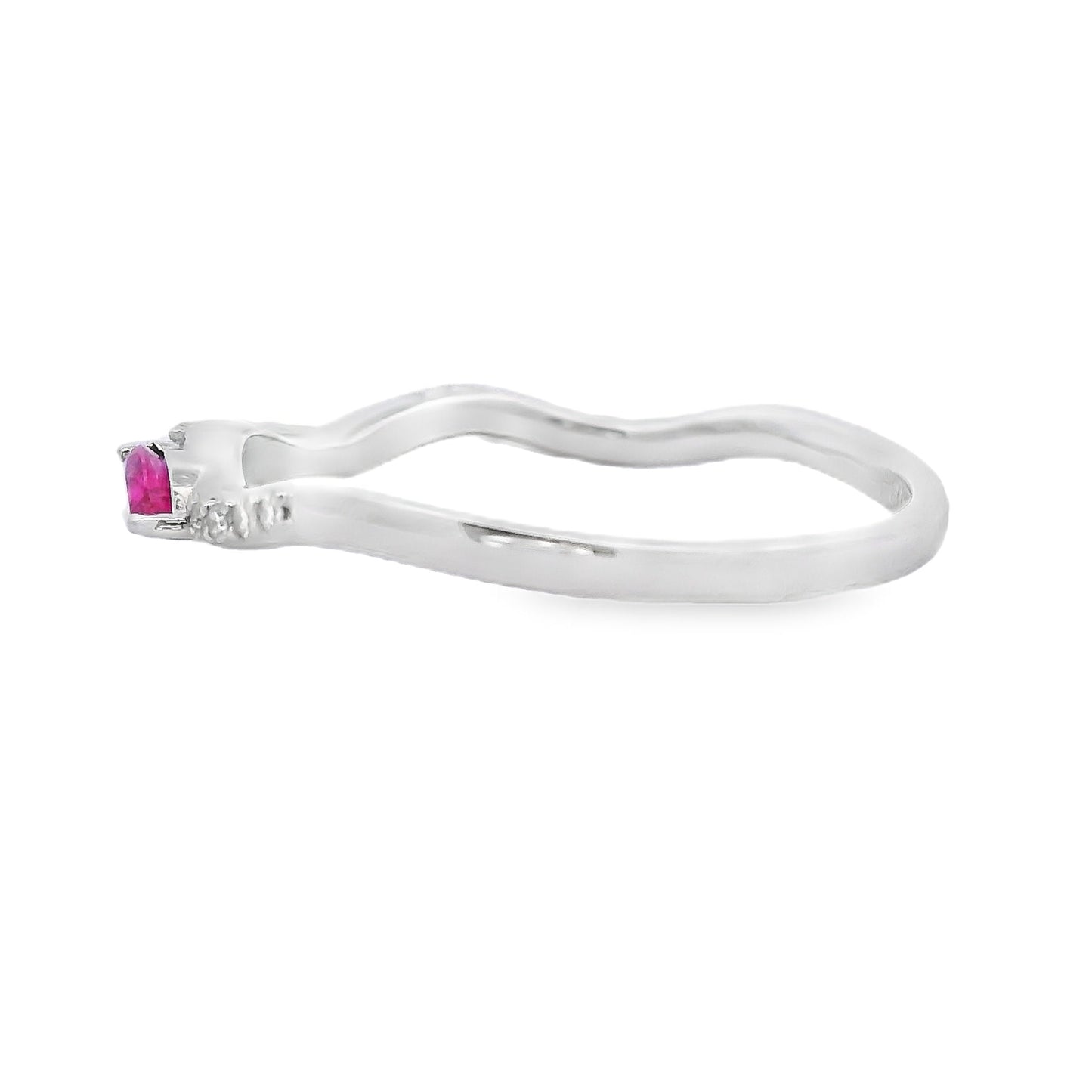 .21ct Bague Empilable en Rubis et Diamants en Or Blanc 14KT