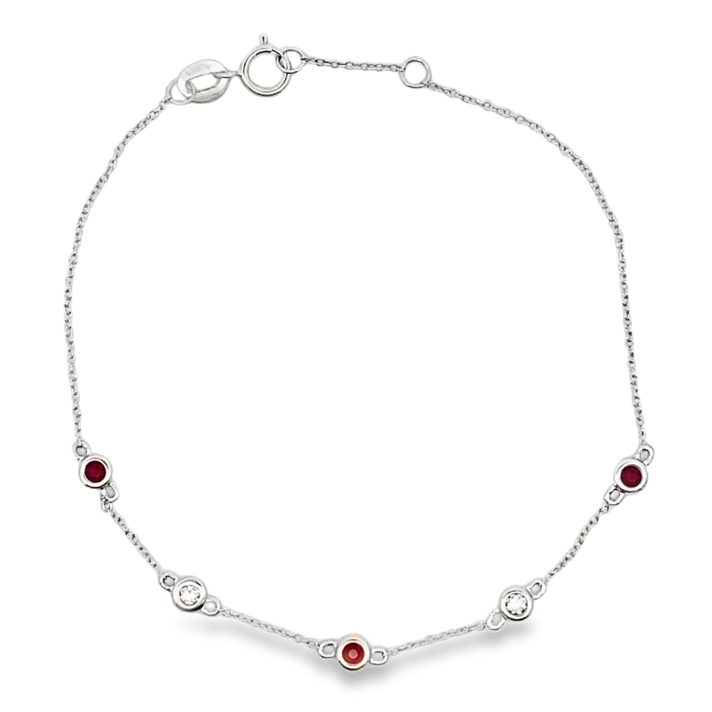 Natural Ruby and Diamond Bracelet in 14KT White Gold