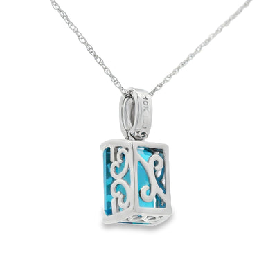 London Blue Topaz Pendant in 10KT White Gold