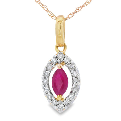 .26ct Pendentif en Rubis et Diamant en Or Jaune 10KT