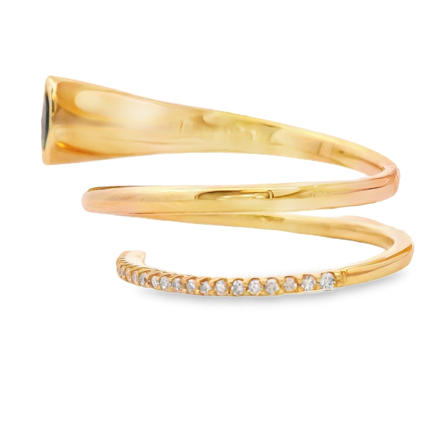 Bague en Émeraude et Diamants en Or Jaune 14KT