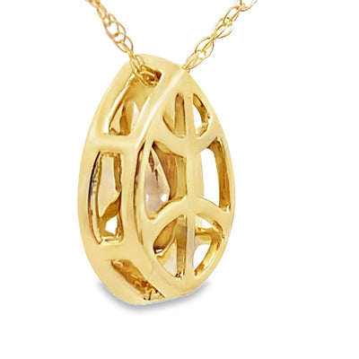 .39ct Quartz and Diamond Pendant in 10KT Yellow Gold