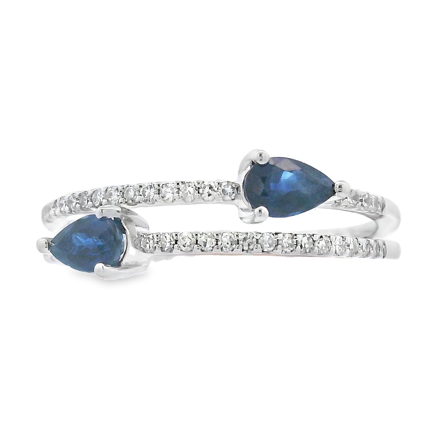 Natural .70ct Sapphire Diamond Ring in 14KT White Gold