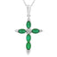 Colgante de Cruz de Diamante Esmeralda en Oro Blanco de 10KT