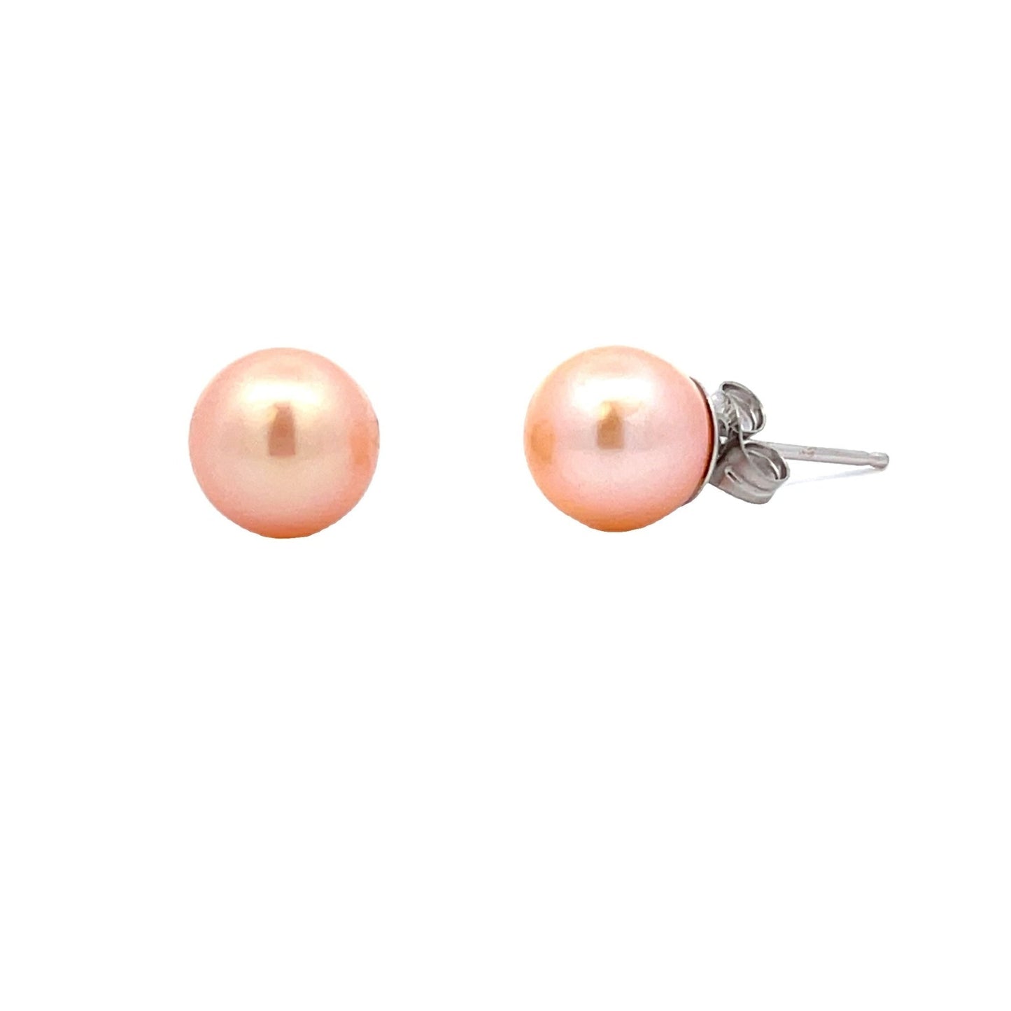 Pendientes de perlas de agua dulce naturales en oro blanco de 14 quilates