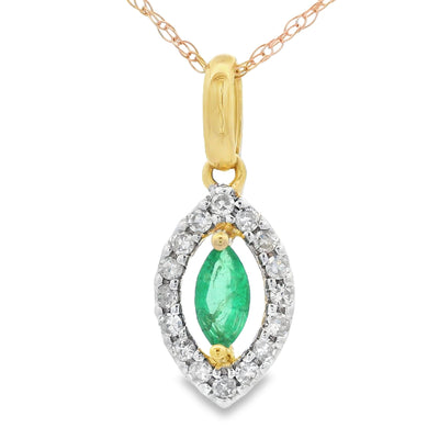 .21ct Pendentif en Diamant Émeraude en Or Jaune 10KT