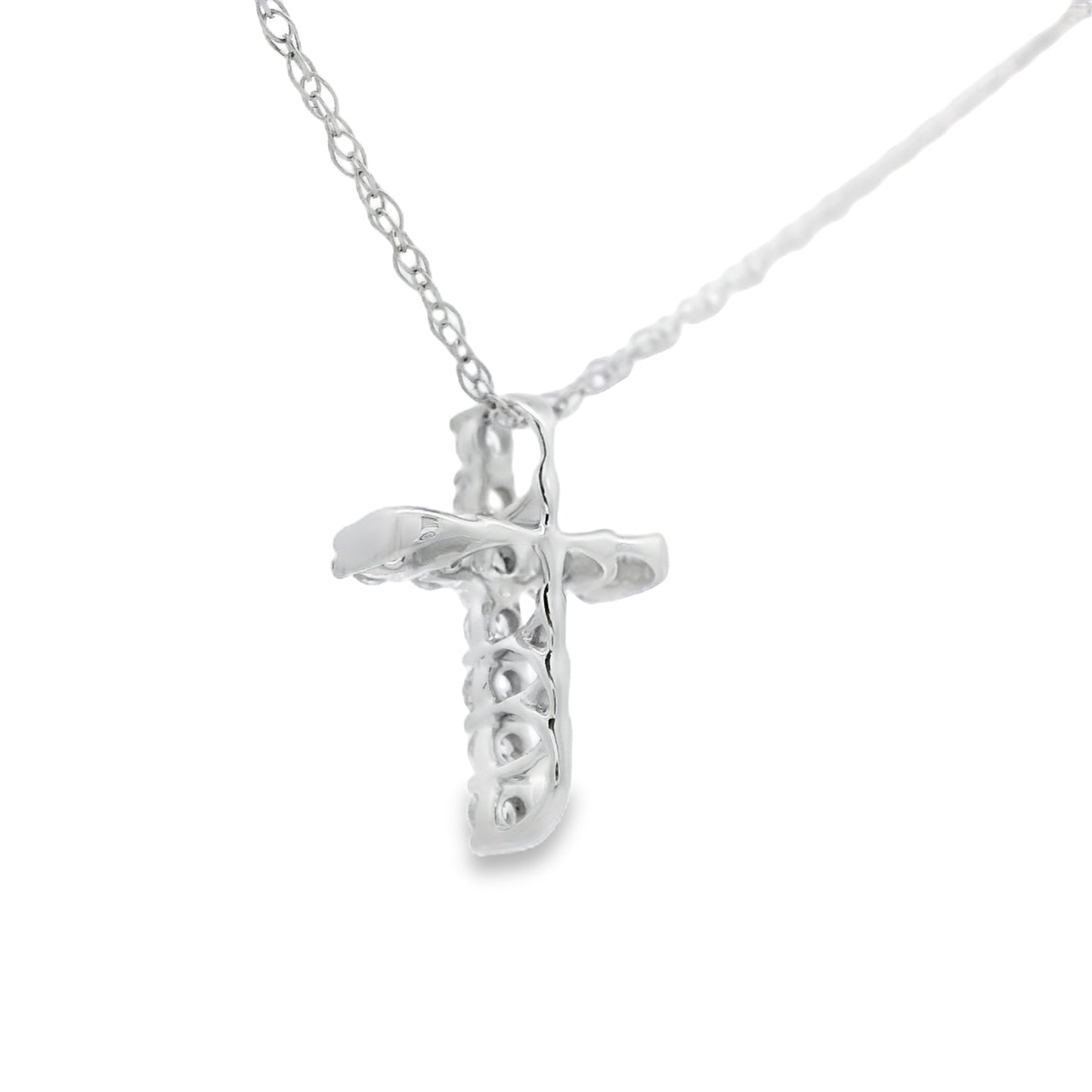 Pendentif Croix en Diamant de 0,12 ct en Or Blanc 10KT