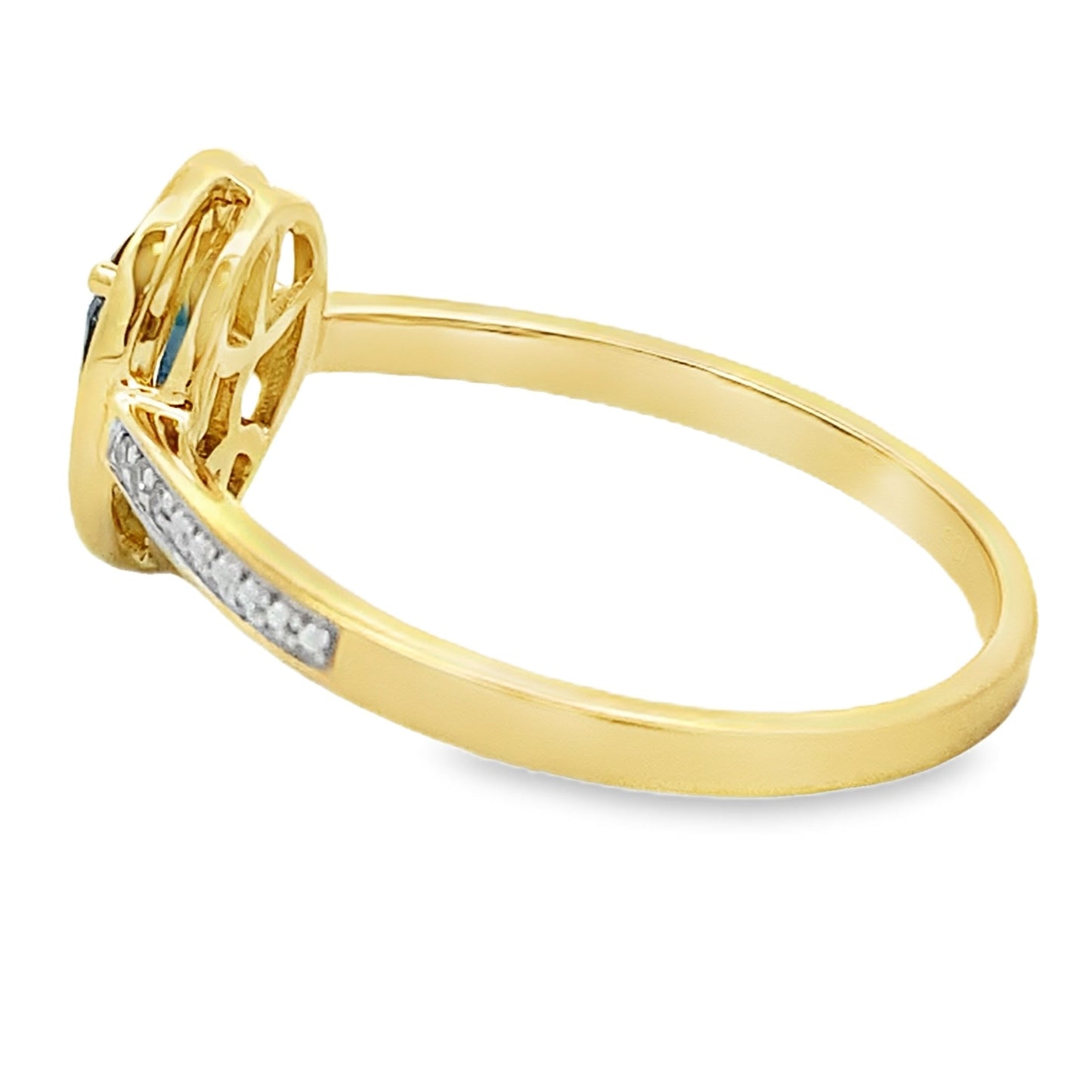 Bague en saphir naturel de 0,54 ct avec diamants en or jaune 10KT