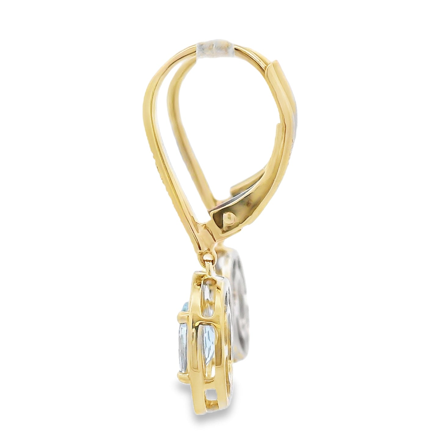 Boucles d'oreilles pendantes en diamant aquamarine en or jaune 10KT