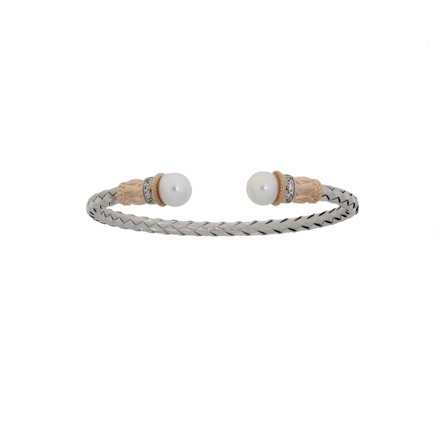 Genuine Freshwater Pearl Bangle Bracelet in Sterling Silver