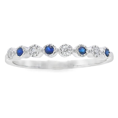 Ensemble de Bagues Empilables en Saphir et Diamant en Or Blanc 14KT
