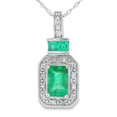 .64ct Emerald and Diamond Pendant in 14KT White Gold