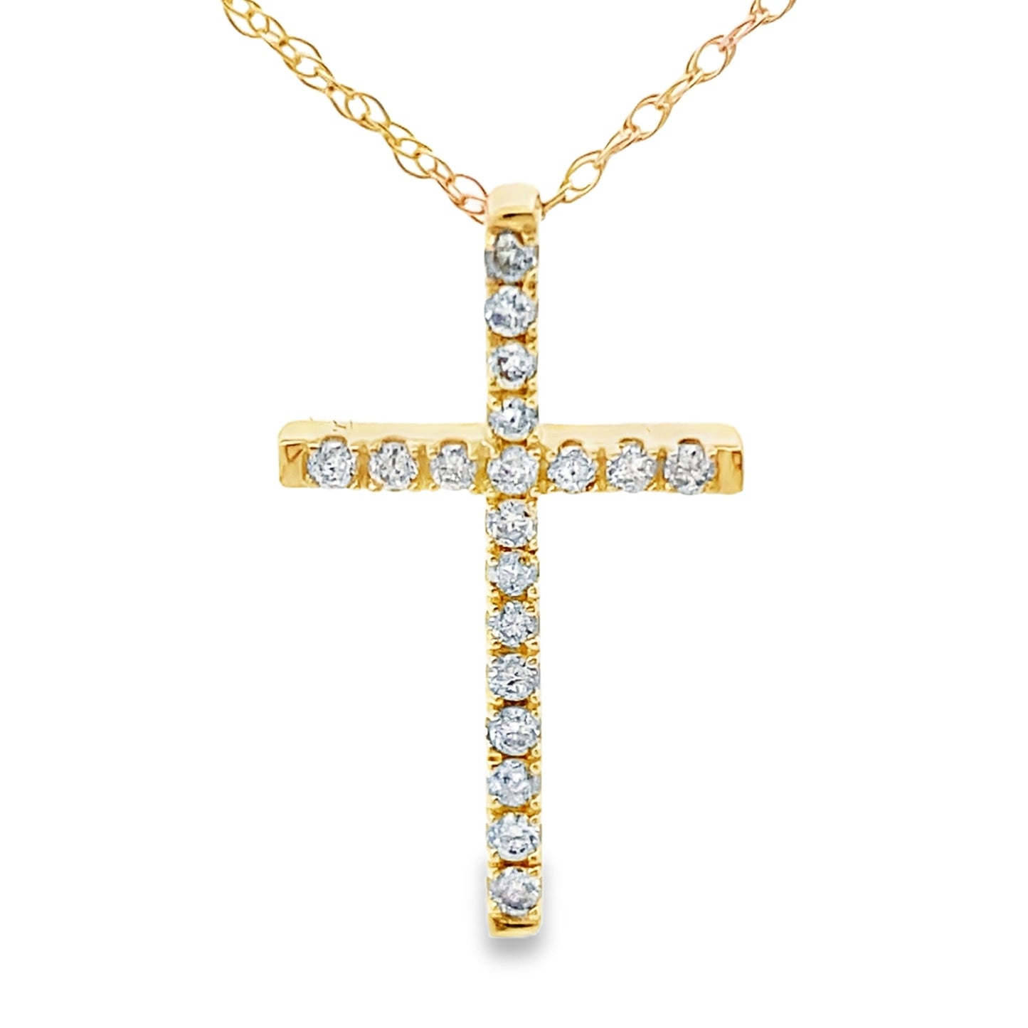 .13ct Colgante de Cruz de Diamante en Oro Amarillo de 14KT