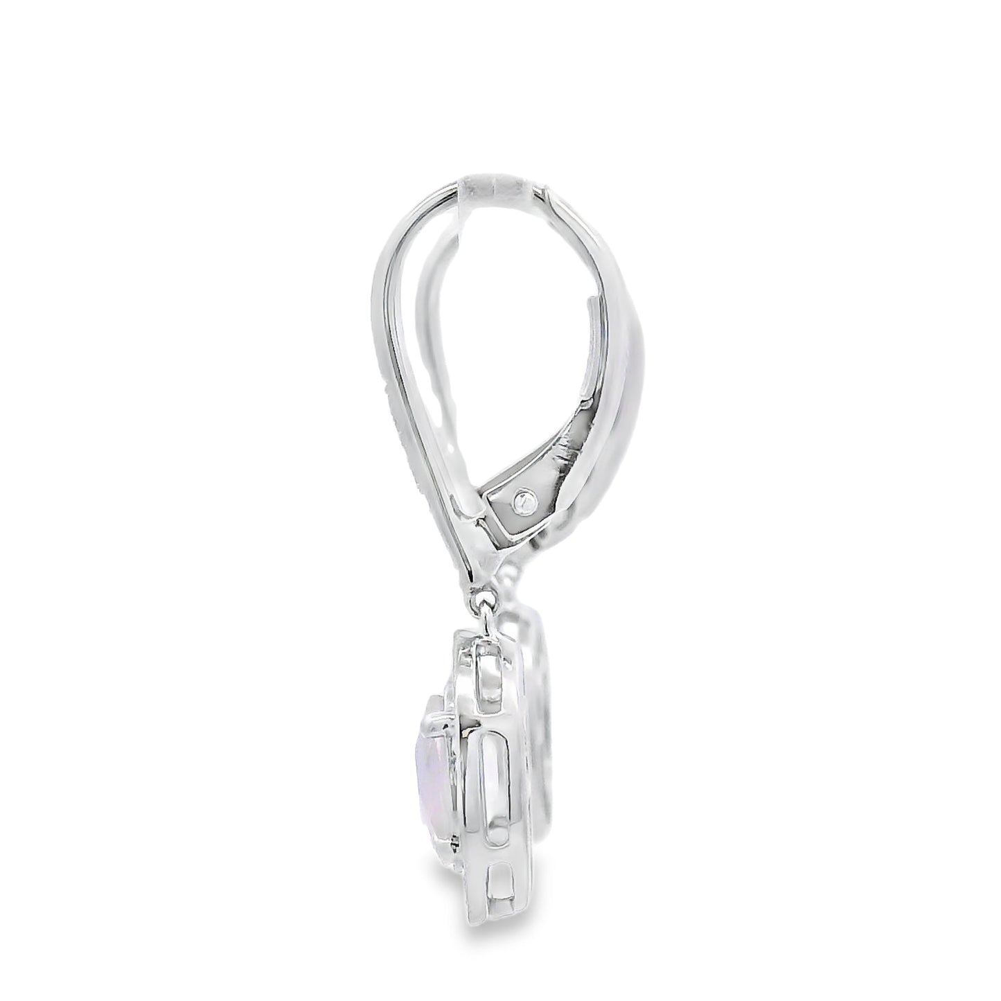 Boucles d'oreilles pendantes en diamant de quartz rose en or blanc 10KT