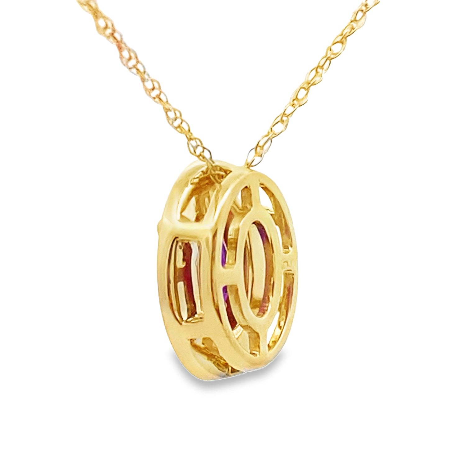 Amethyst and Diamond Pendant in 10KT Yellow Gold