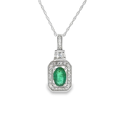 .57ct Emerald and Diamond Pendant in 14KT White Gold