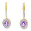 .98ct Pendientes Colgantes de Amatista y Diamante en Oro Amarillo de 10KT