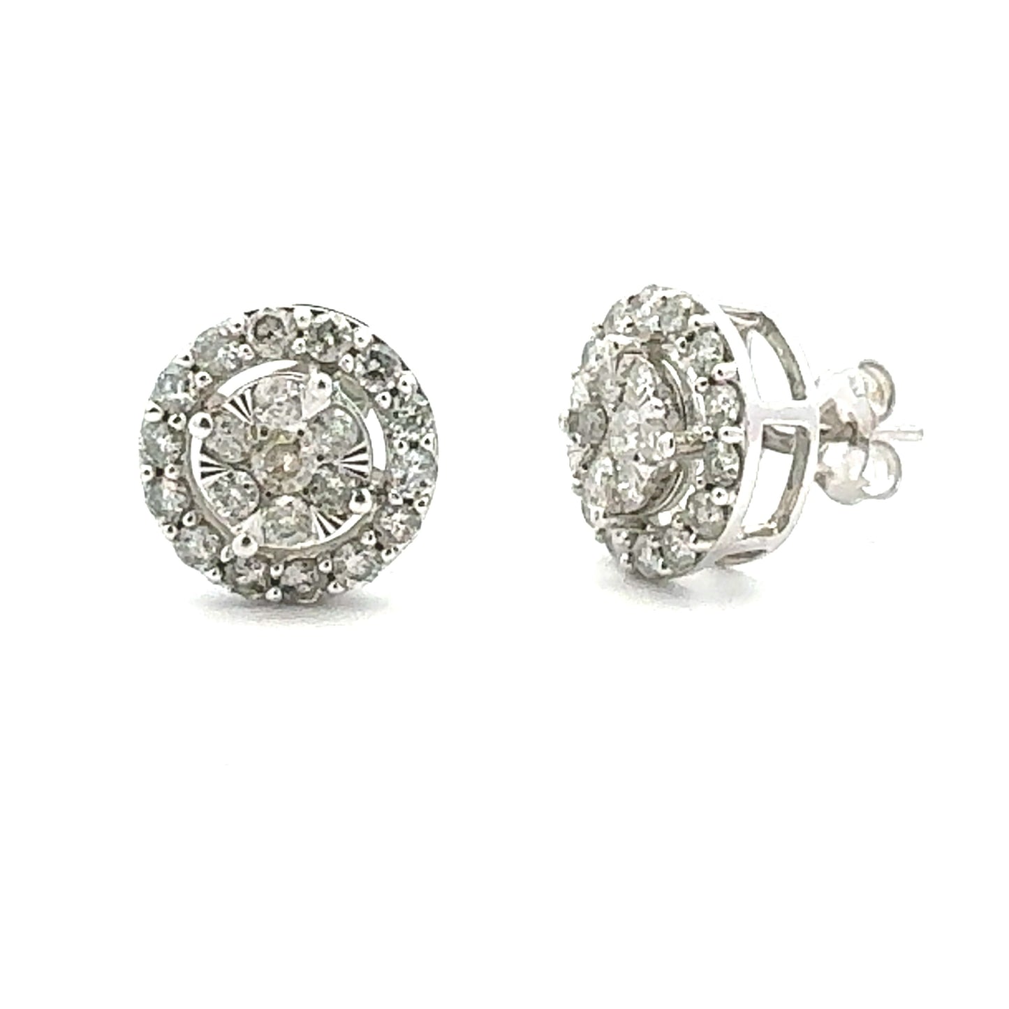 Natural 1.00ct Diamond Stud Earrings in 10KT White Gold