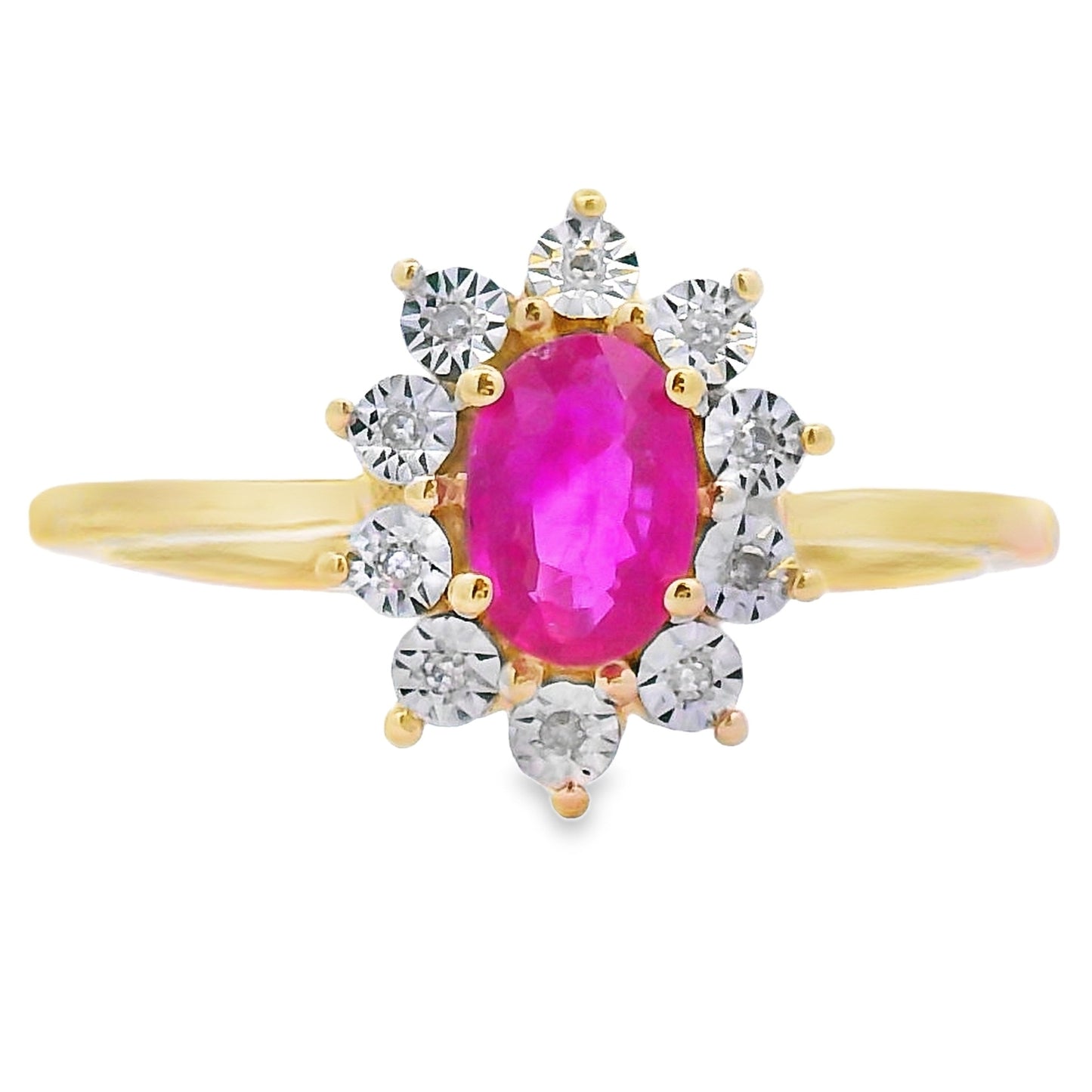 Genuine .63ct Ruby and Diamond Ring in 10KT Yellow Gold